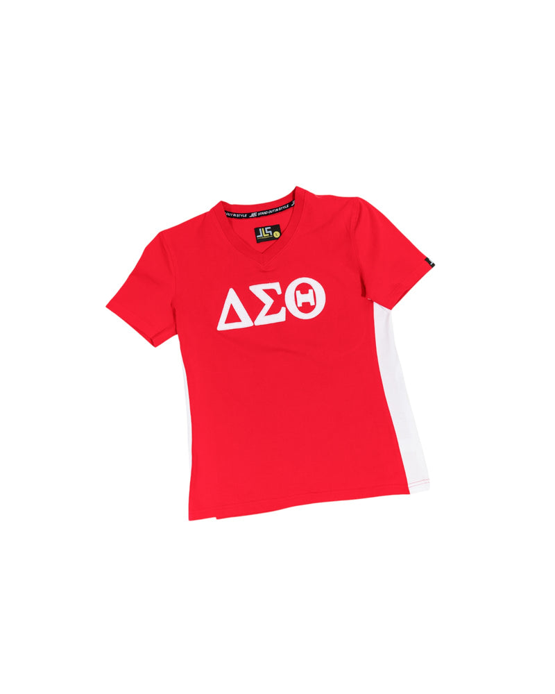 Delta Sigma Theta V-Neck Chenille Tee Red