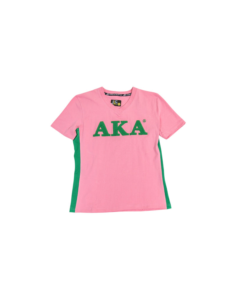 AKA Pink Chenille V-Neck Tee