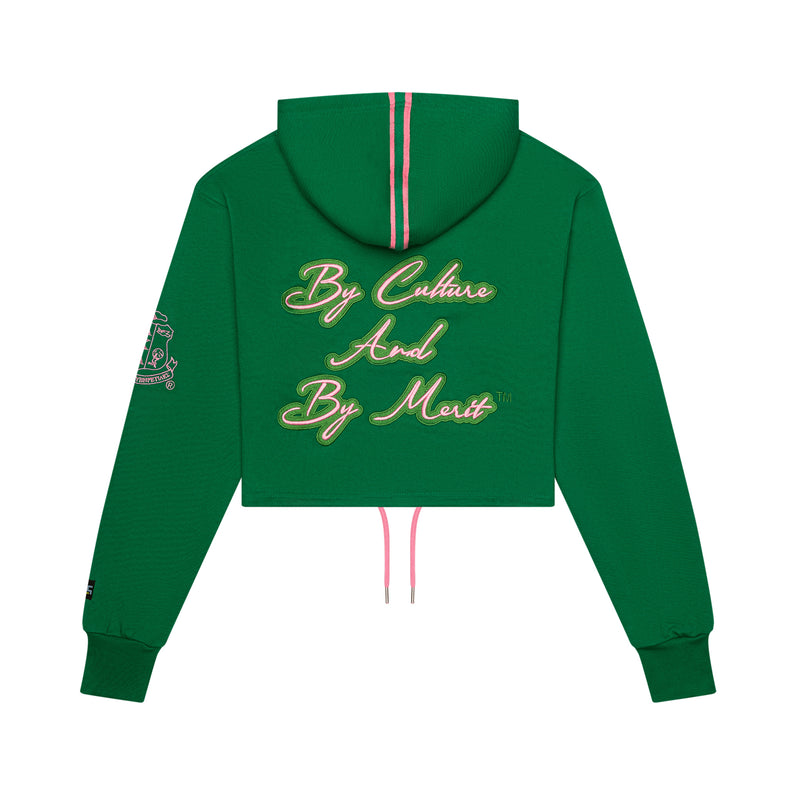 AKA “By Culture and Merit” Crop Embroidered Hoodie