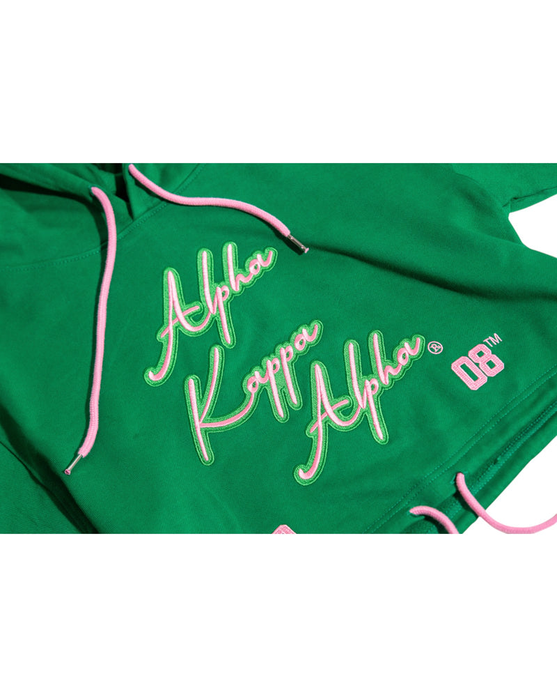 AKA Crop Hoodie Embroidered Green