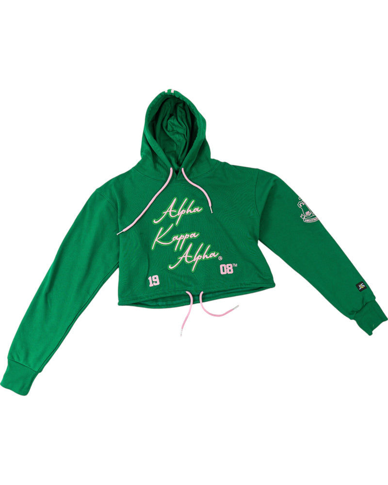 AKA Crop Hoodie Embroidered Green