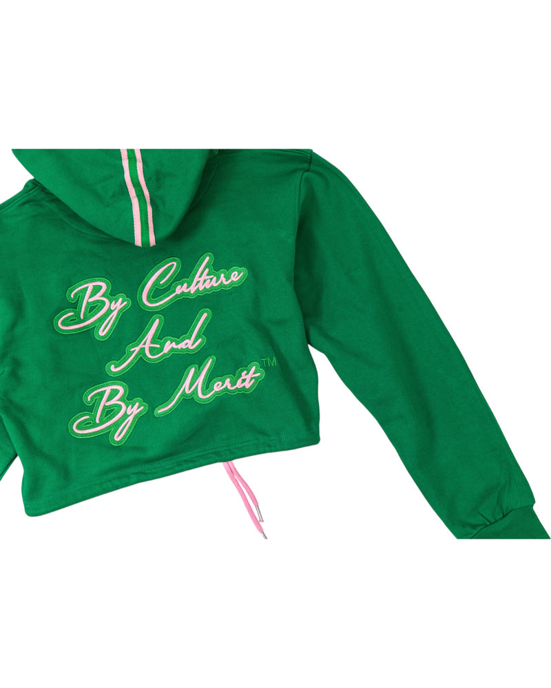 AKA Crop Hoodie Embroidered Green