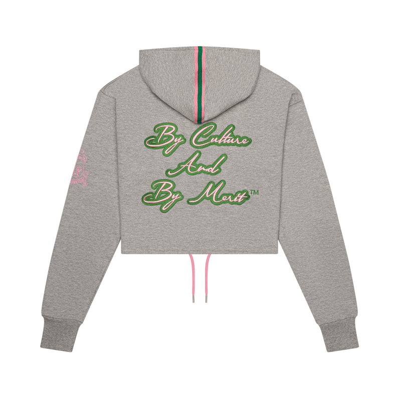 AKA “By Culture and Merit” Embroidered Crop Hoodie