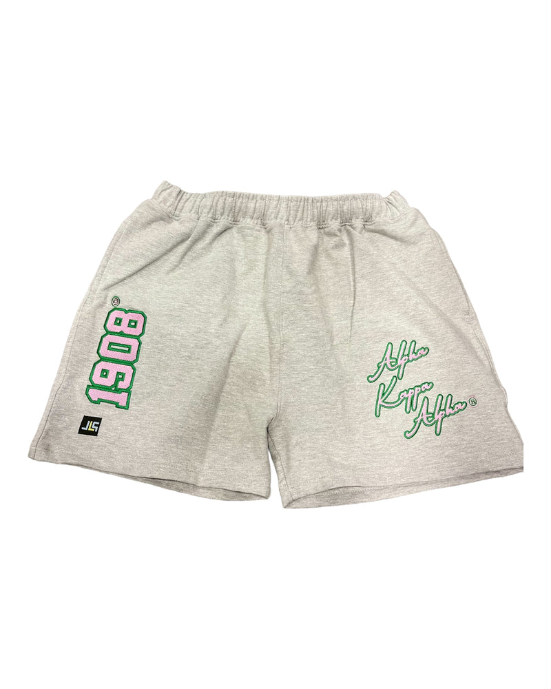 ΑΚΑ Embroidered Script Shorts Gray