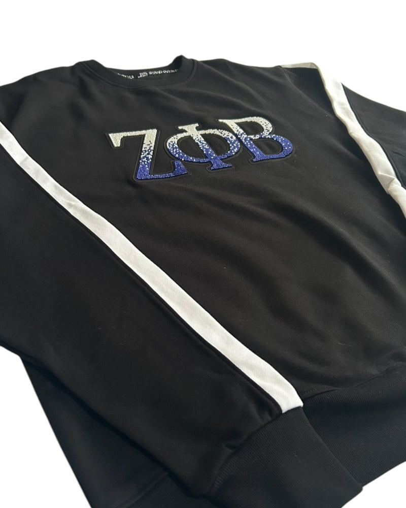 Zeta Phi Beta Beaded Bling Crew - Black