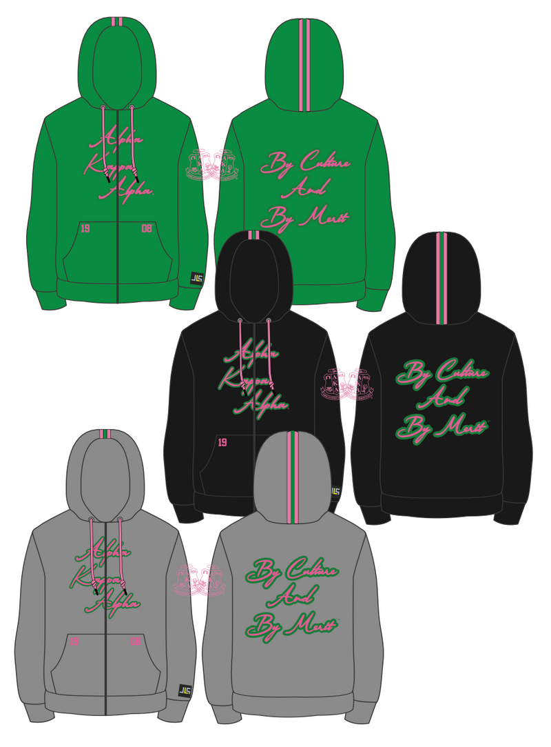 Alpha Kappa Alpha Embroidered Zip-Up Hoodie
