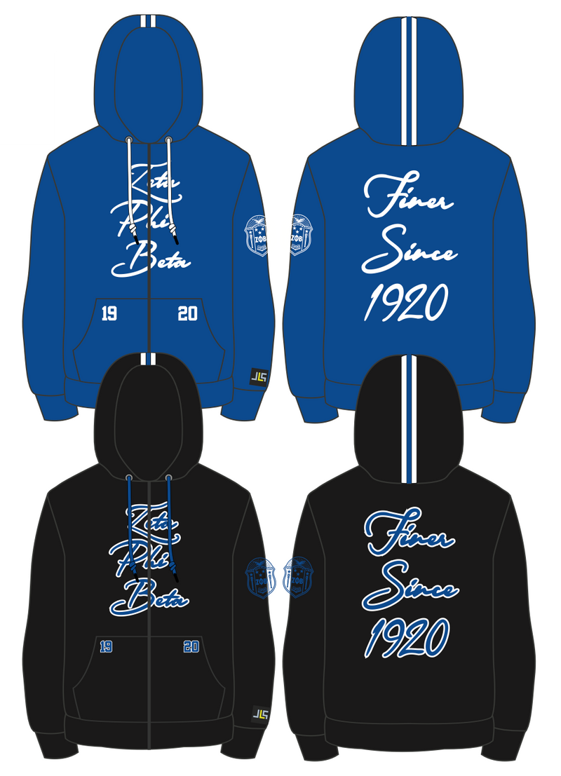 Zeta Phi Beta “Finer Since 1920” Embroidered Zip Hoodie